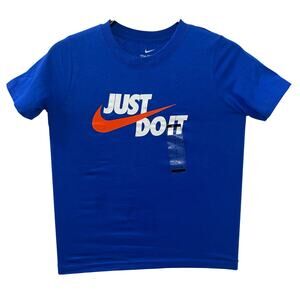 Nike Boy's SM Blue Orange White Just Do It Graphic T-shirt NWT